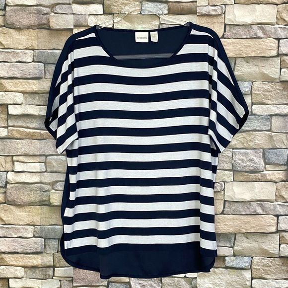 Chico's Tops - Chico's Tunic Top Size 1/M Striped High Low